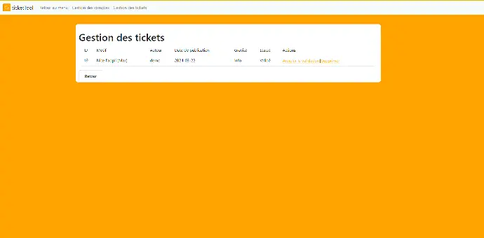 Menu de gestion des tickets